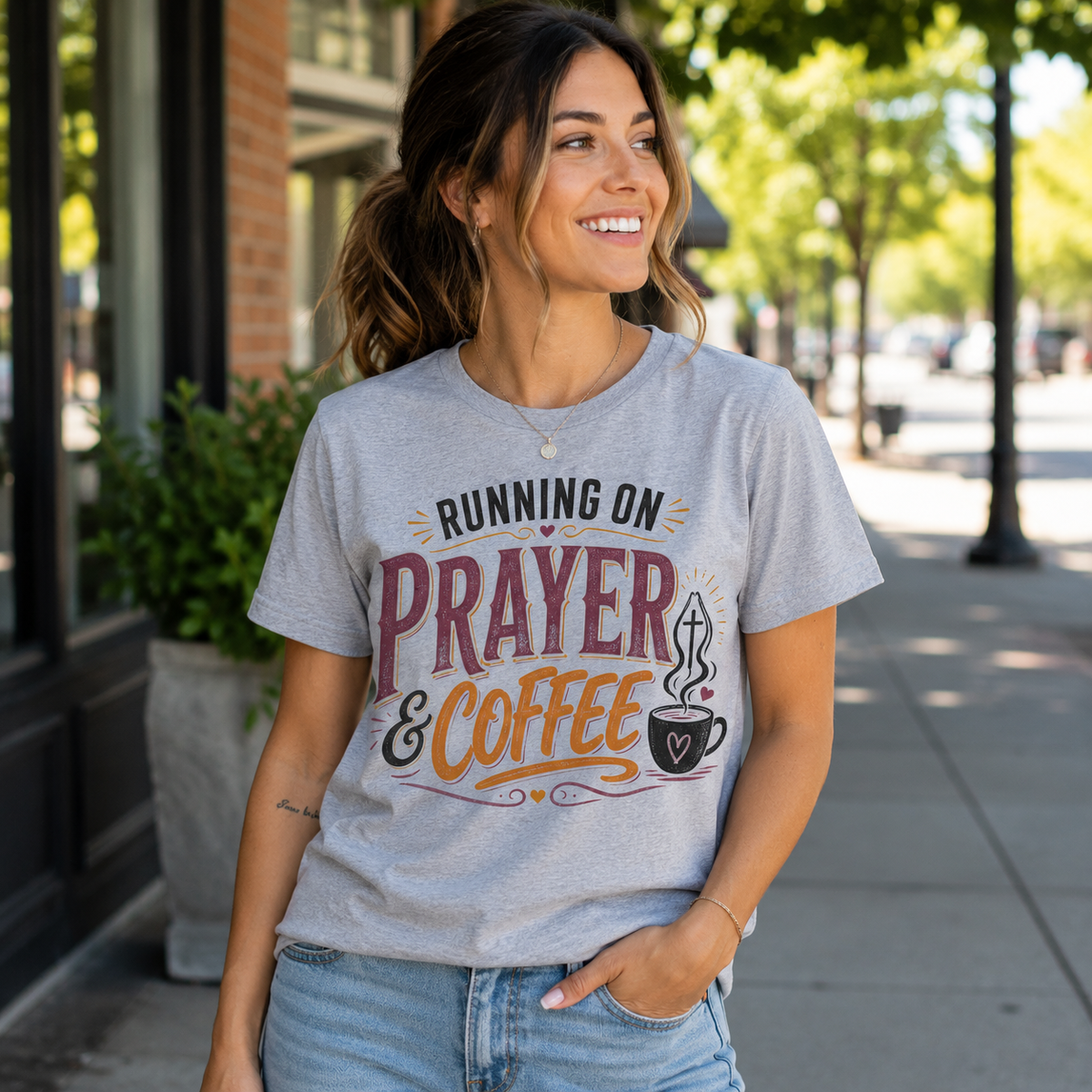 Running on Prayer | Christian Graphic Tee