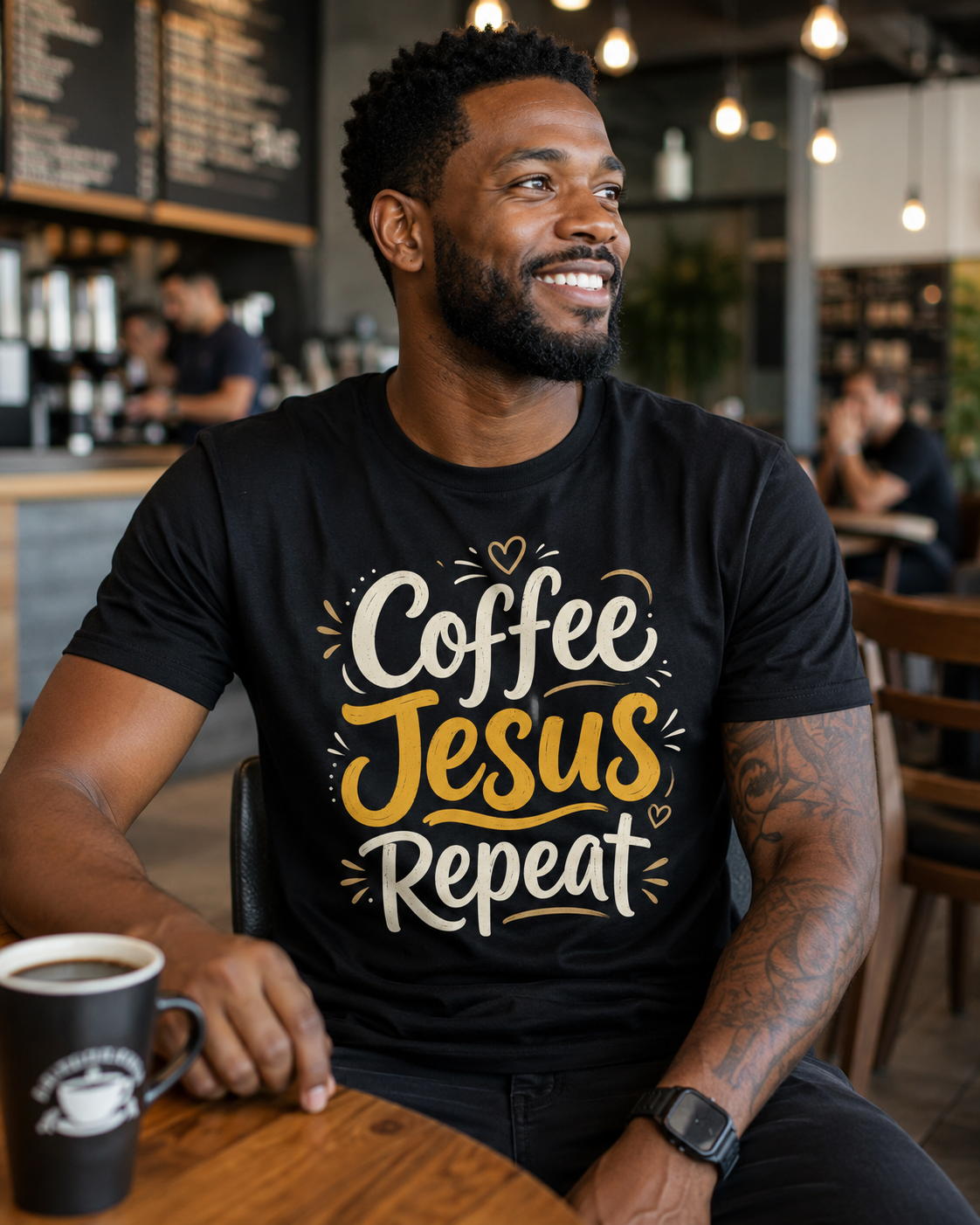 Coffee Jesus Repeat Shirt | Christian Coffee Lover T-Shirt