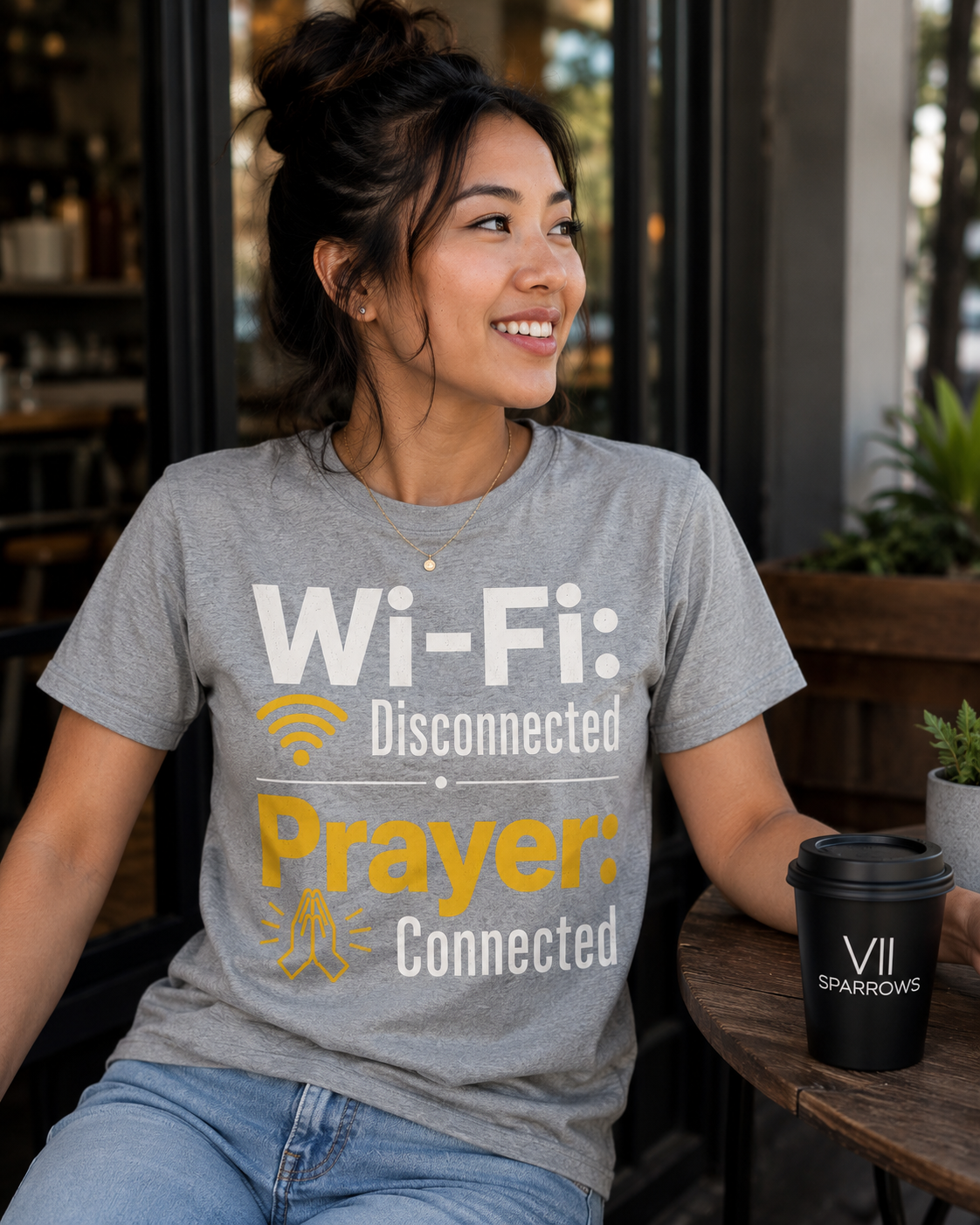 Wi-Fi Disconnected. Prayer Connected. Christian Graphic Tee