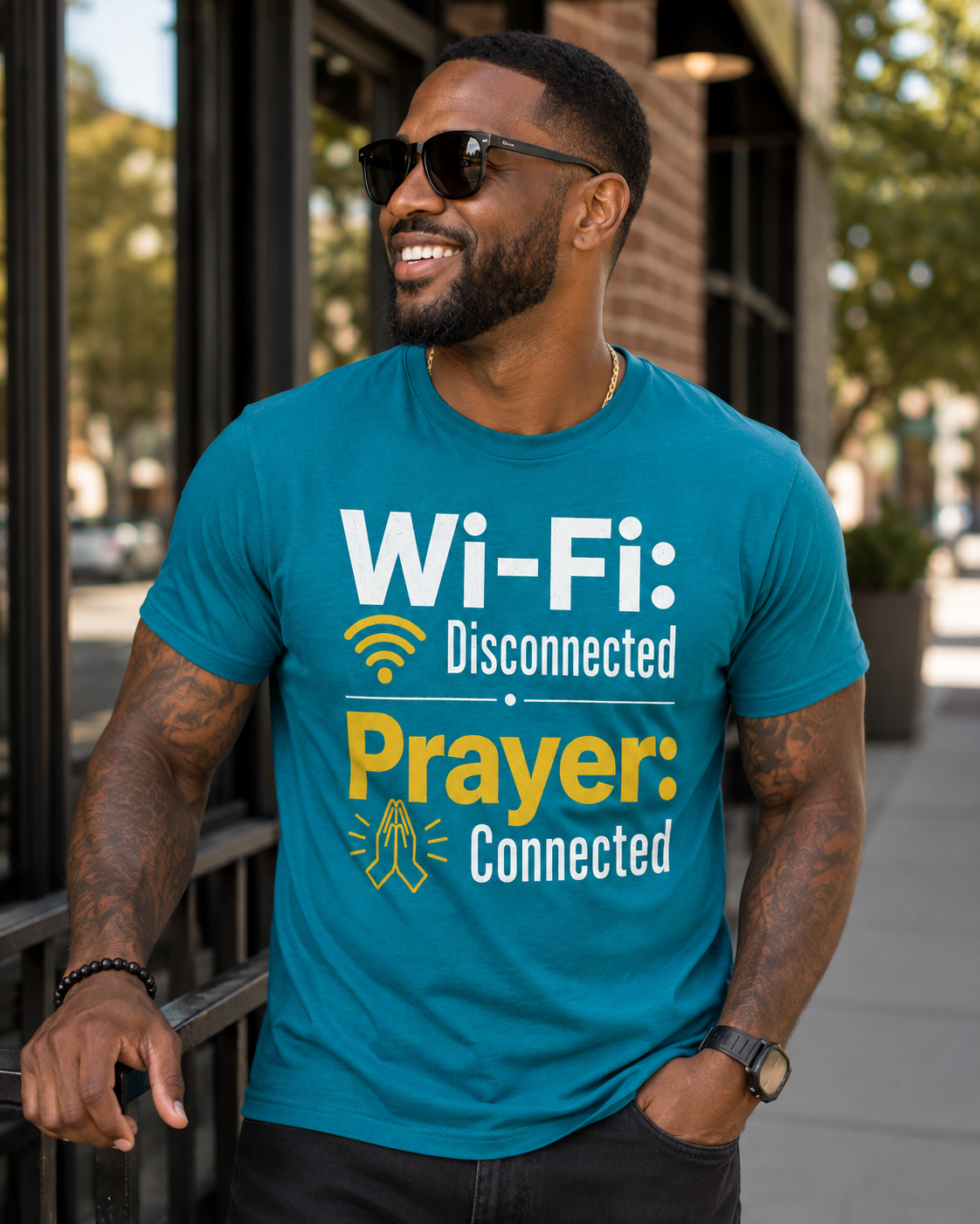 Wi-Fi Disconnected. Prayer Connected. Christian Graphic Tee